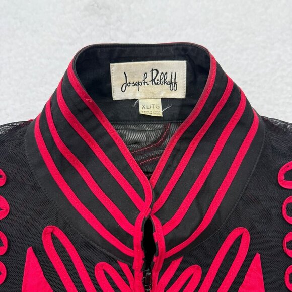 VTG Joseph Ribkoff Statement Jacket Black Red Geometric Abstract Bold 80s 90s XL - Picture 5 of 14